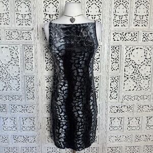 Vtg Monkey Wear Crushed Velvet Snake Skin Print Whimsygoth Grunge Boatneck Dress